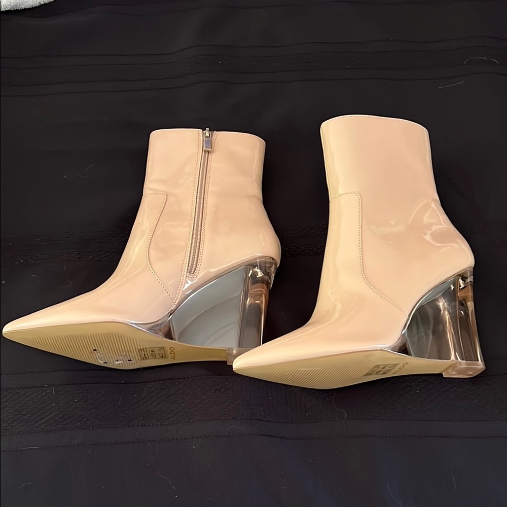 Aldo Cream Heeled Boots with Modern Wedge